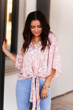 Brown and Pink Leopard Front Tie Top - Kendry Collection Boutique