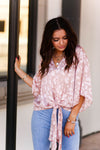 Brown and Pink Leopard Front Tie Top - Kendry Collection Boutique