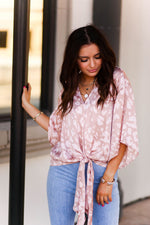 Brown and Pink Leopard Front Tie Top - Kendry Collection Boutique