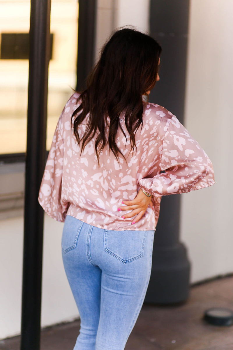 Brown and Pink Leopard Front Tie Top - Kendry Collection Boutique