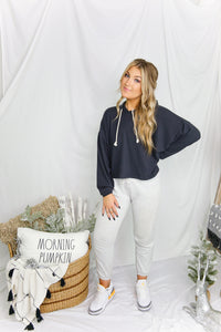 Brushed Knit Balloon Sleeve Cropped Pullover