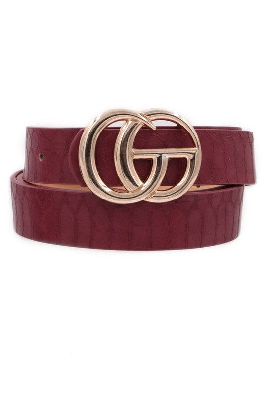 Croc Burgundy Faux Leather G Belt - Kendry Collection Boutique