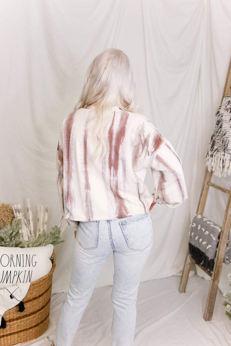 Button Up Ivory Mocha Tie Dye Top - Shop Kendry Collection Boutique