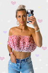Pink Hearts Tule Ruffle Tube Top