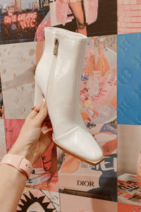 Warning White Faux Leather Booties
