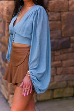 Camel Faux Leather Asymmetrical Ruffle Mini Skort - Shop Kendry Collection Boutique 