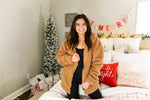 Camel Teddy Zip Up Jacket