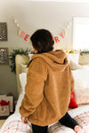 Camel Teddy Zip Up Jacket