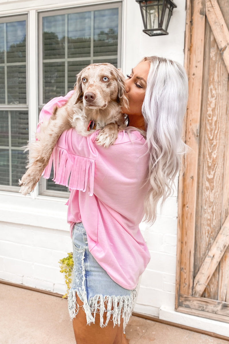 Pink Fringe Sleeves Pullover - Shop Kendry Collection Boutique