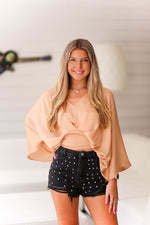 Caramel Dolman Sleeve Tie Blouse - Shop Kendry Collection Boutique