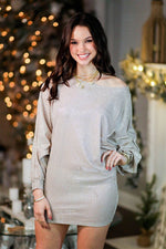 Champagne Glitter Dolman Sleeve Mini Dress - Shop Kendry Collection Boutique 