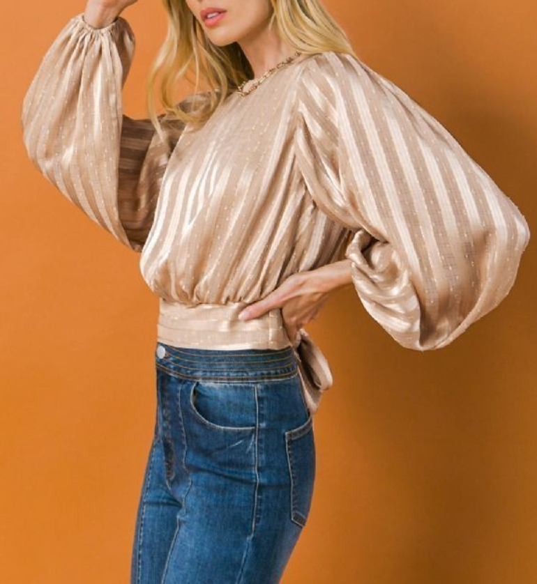 Champagne Shimmer Striped Blouse