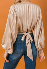 Champagne Shimmer Striped Blouse