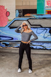 Charcoal Long Sleeve Embossed Crop Top - Shop Kendry Collection Boutique