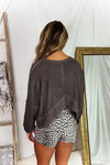 Charcoal Long Sleeve High Low Waffle Top - Shop Kendry Collection Boutique