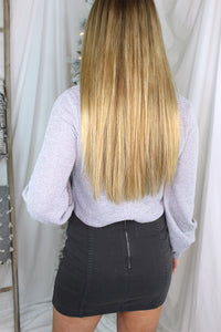 Charcoal Ruffle Denim Mini Skirt - Shop Kendry Collection Boutique 
