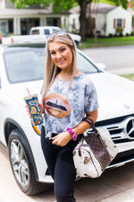 Charcoal Tie Dye Sequin Lips Crop Tee - Kendry Collection Boutique
