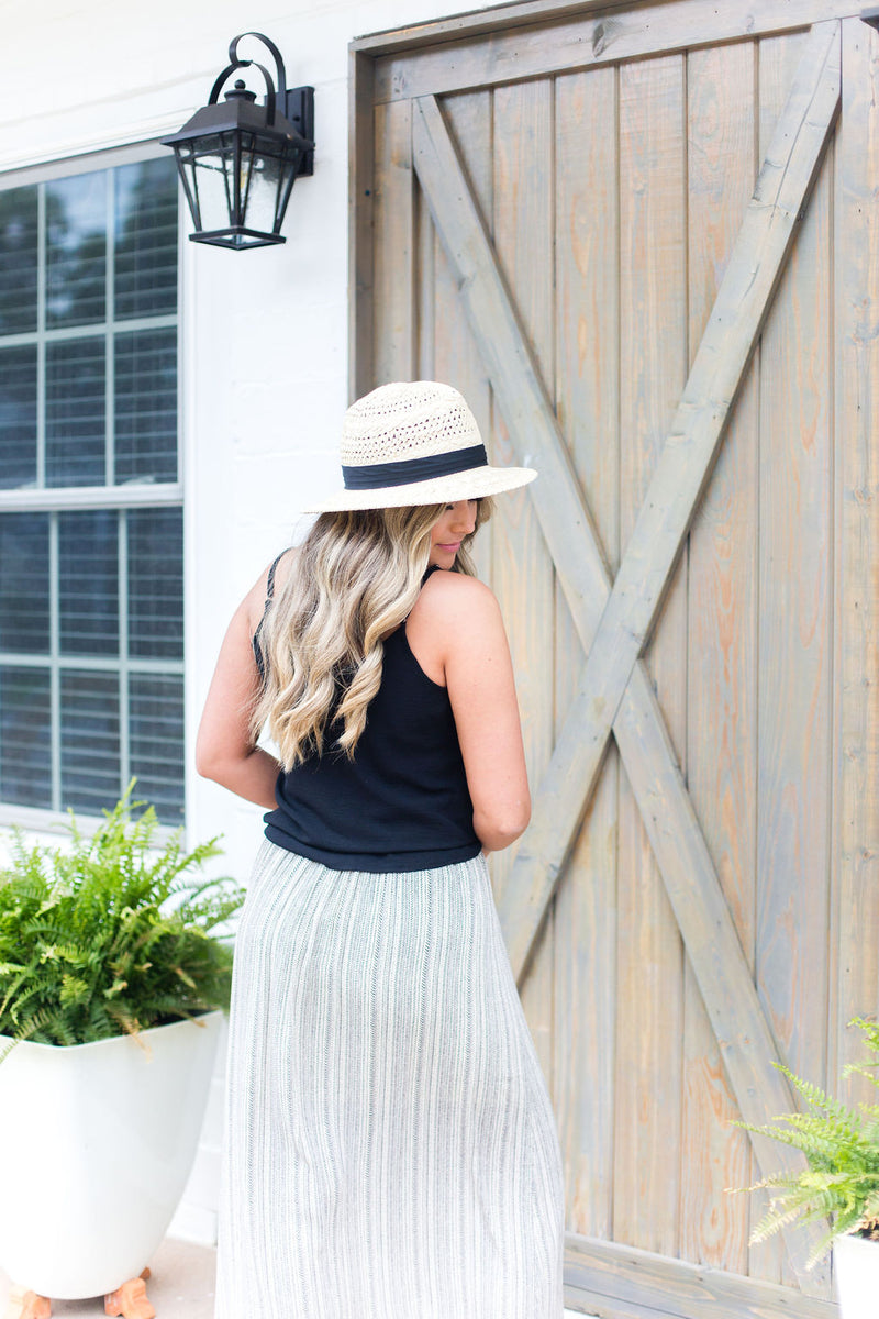 Cheveron Pattern Faux Wrap Maxi Skirt