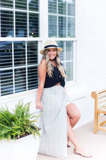 Cheveron Pattern Faux Wrap Maxi Skirt