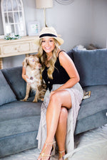 Cheveron Pattern Faux Wrap Maxi Skirt