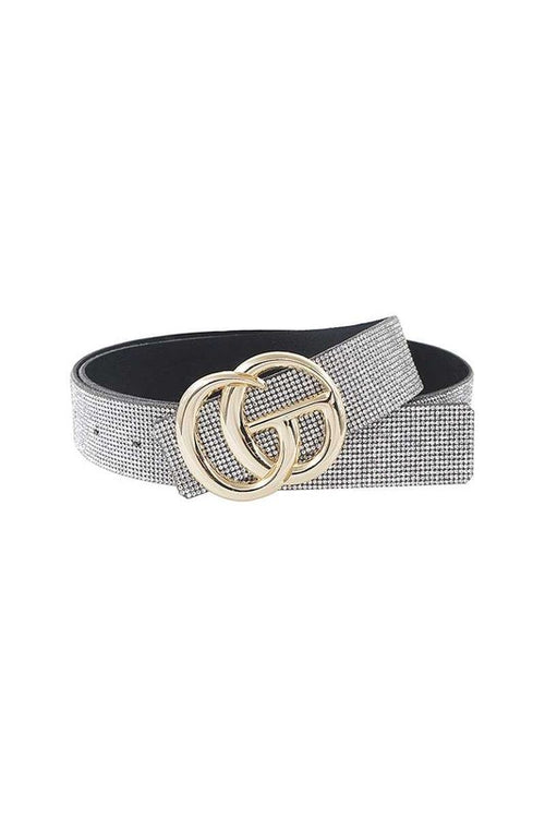 Clear Rhinestone GG Belt - Shop Cute Belts At Kendry Collection Boutique