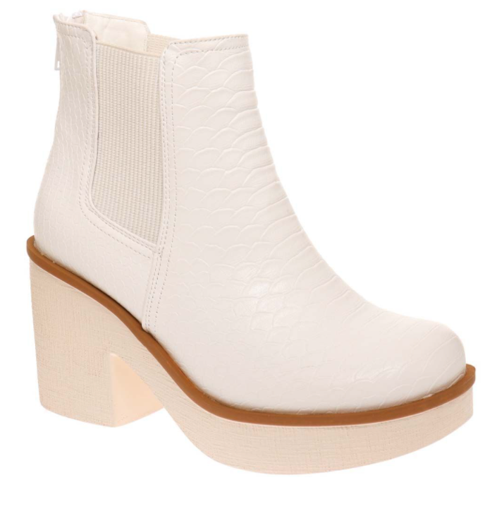 Clue White Croc Pattern Booties