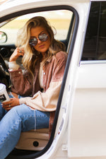 Coco Mix Two Toned Brown Color Block Corduroy Button Down - Shop Kendry Collection Boutique