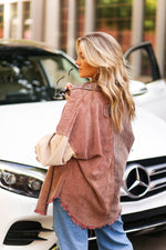 Coco Mix Two Toned Brown Color Block Corduroy Button Down - Shop Kendry Collection Boutique