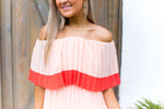 Color Block Pleated Off The Shoulder Maxi Dress - Shop Kendry Collection Boutique