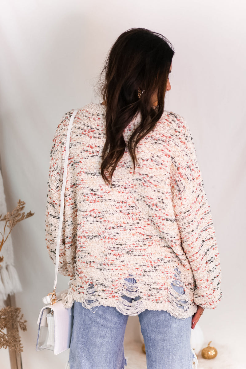 Colorful Popcorn Distressed Hem Sweater - Kendry Collection Boutique