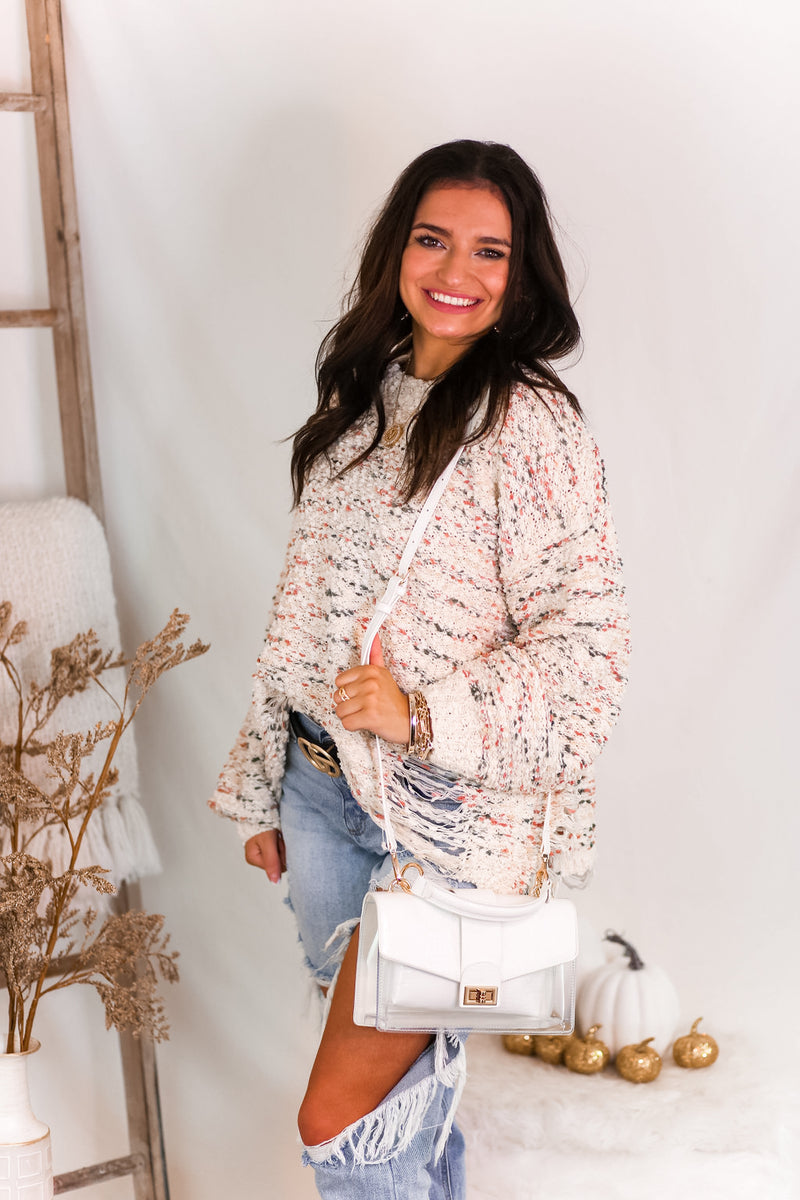 Colorful Popcorn Distressed Hem Sweater - Kendry Collection Boutique