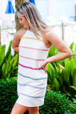 Colorful Striped White Shift Dress - Shop Kendry Collection Boutique