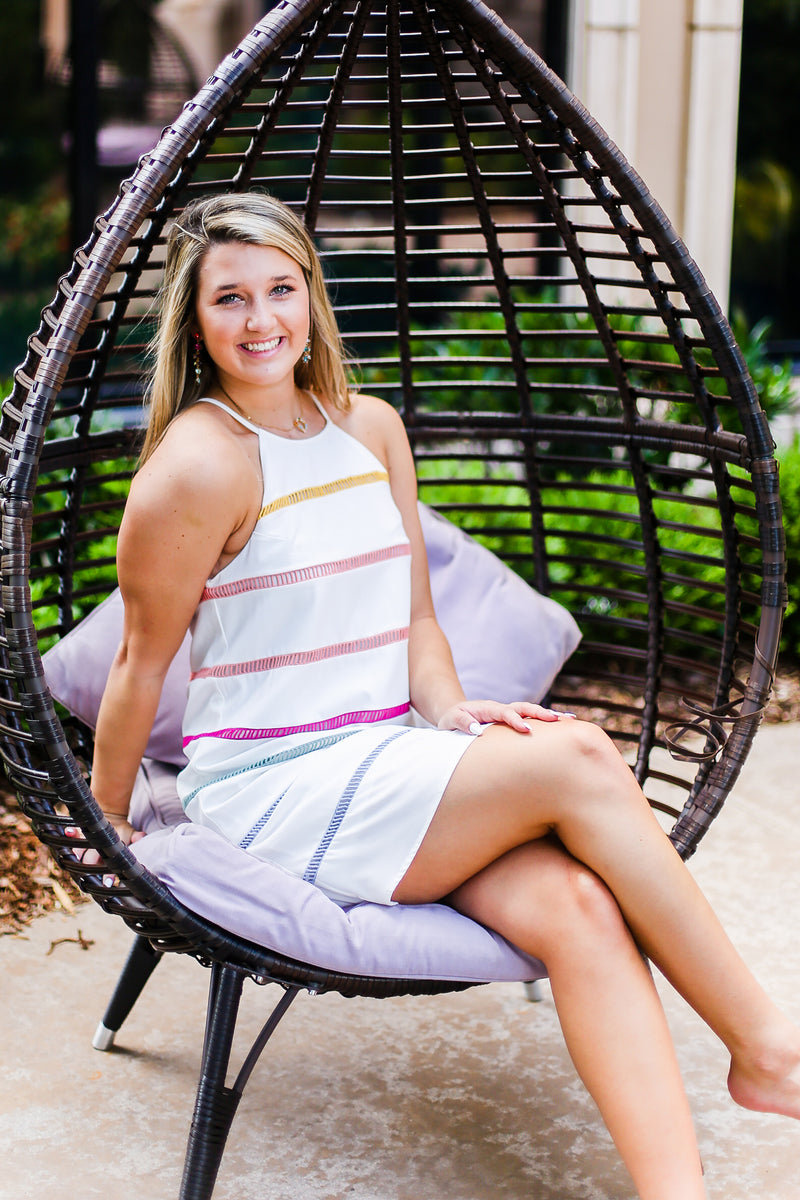 Colorful Striped White Shift Dress - Shop Kendry Collection Boutique