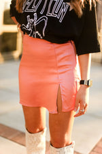 Coral Silky Front Slit Mini Skirt - Shop Kendry Collection Boutique