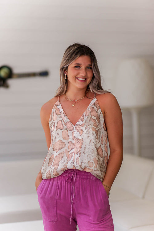 Coral Snakeskin Tank Top - Shop Kendry Collection Boutique
