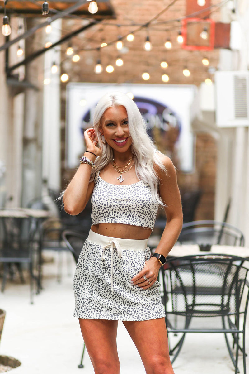 Cream Animal Print Two Piece Skirt Set - Kendry Collection Boutique