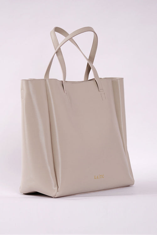 Cream Cha Cha Snake Vegan Shoulder Strap Tote Bag