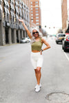 Off White Velvet Leopard Biker Shorts- Shop Kendry Collection Boutique