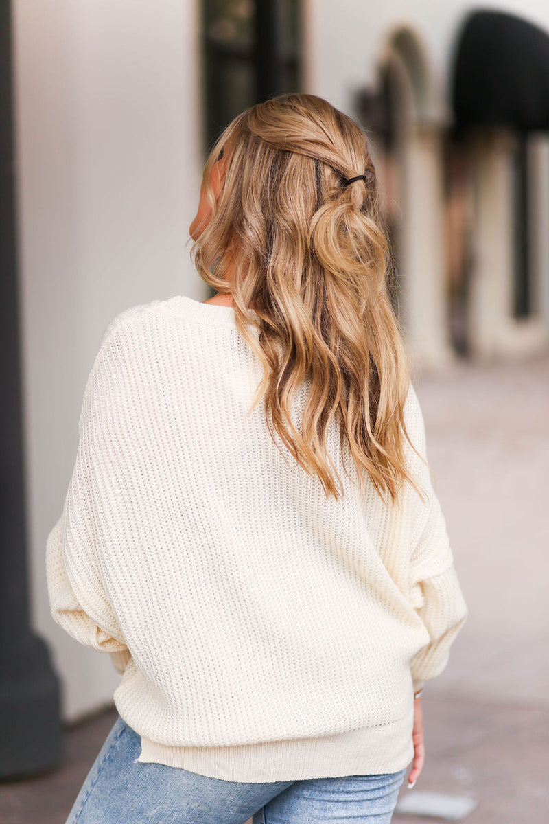 Cream Oversized Knit Sweater - Shop Kendry Collection Boutique
