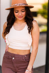 Cream Ruffle Cropped Tank Top - Kendry Collection Boutique