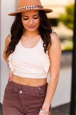 Cream Ruffle Cropped Tank Top - Kendry Collection Boutique