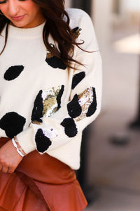 Cream Sequin Leopard Sweater - Shop Kendry Collection Boutique