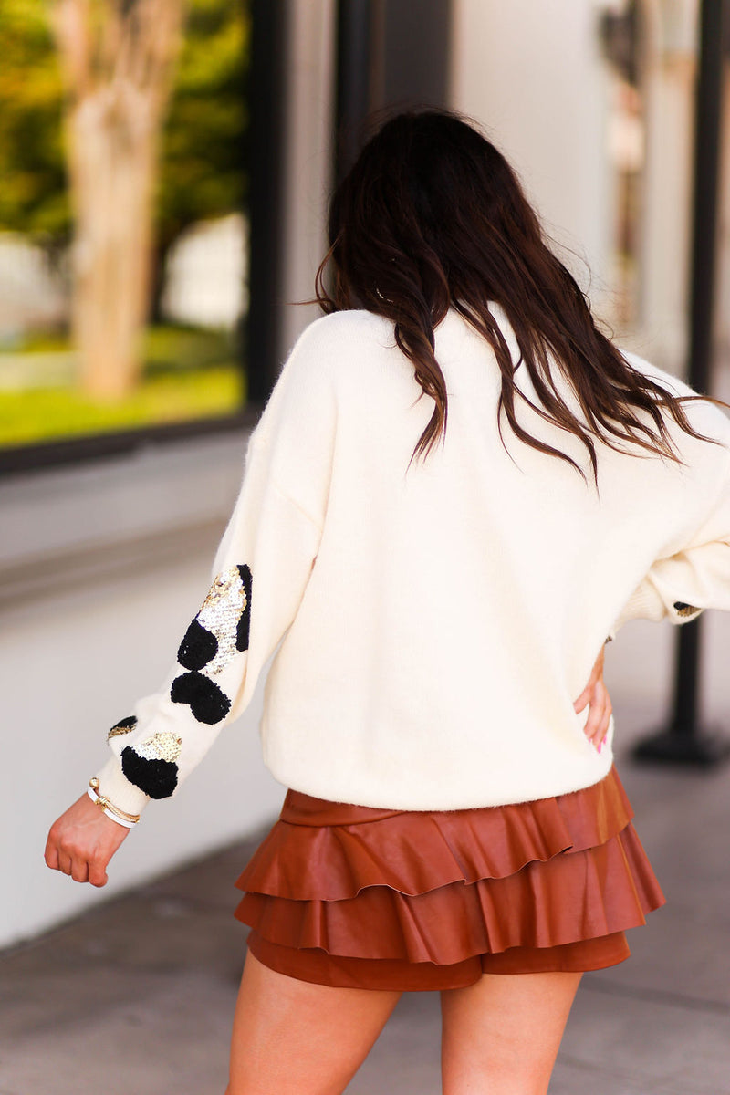 Cream Sequin Leopard Sweater - Shop Kendry Collection Boutique