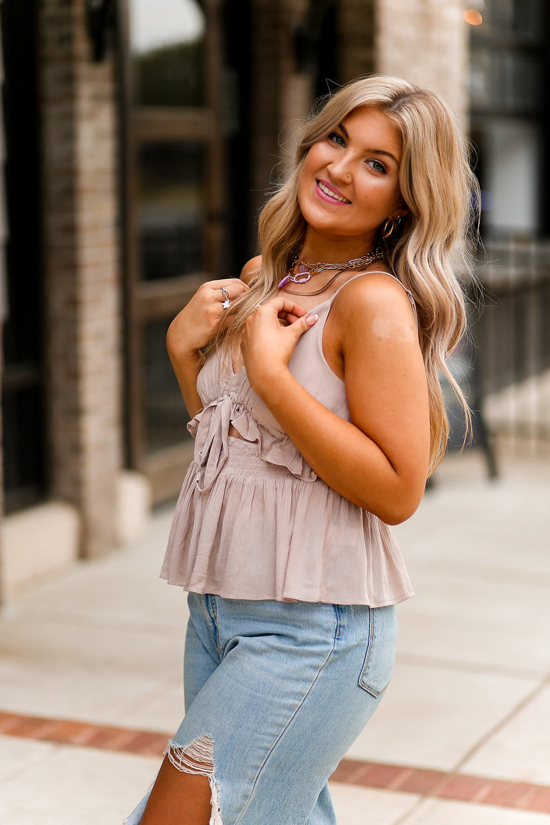 Cutout Front Tie Tank Top - Shop Kendry Collection Boutique