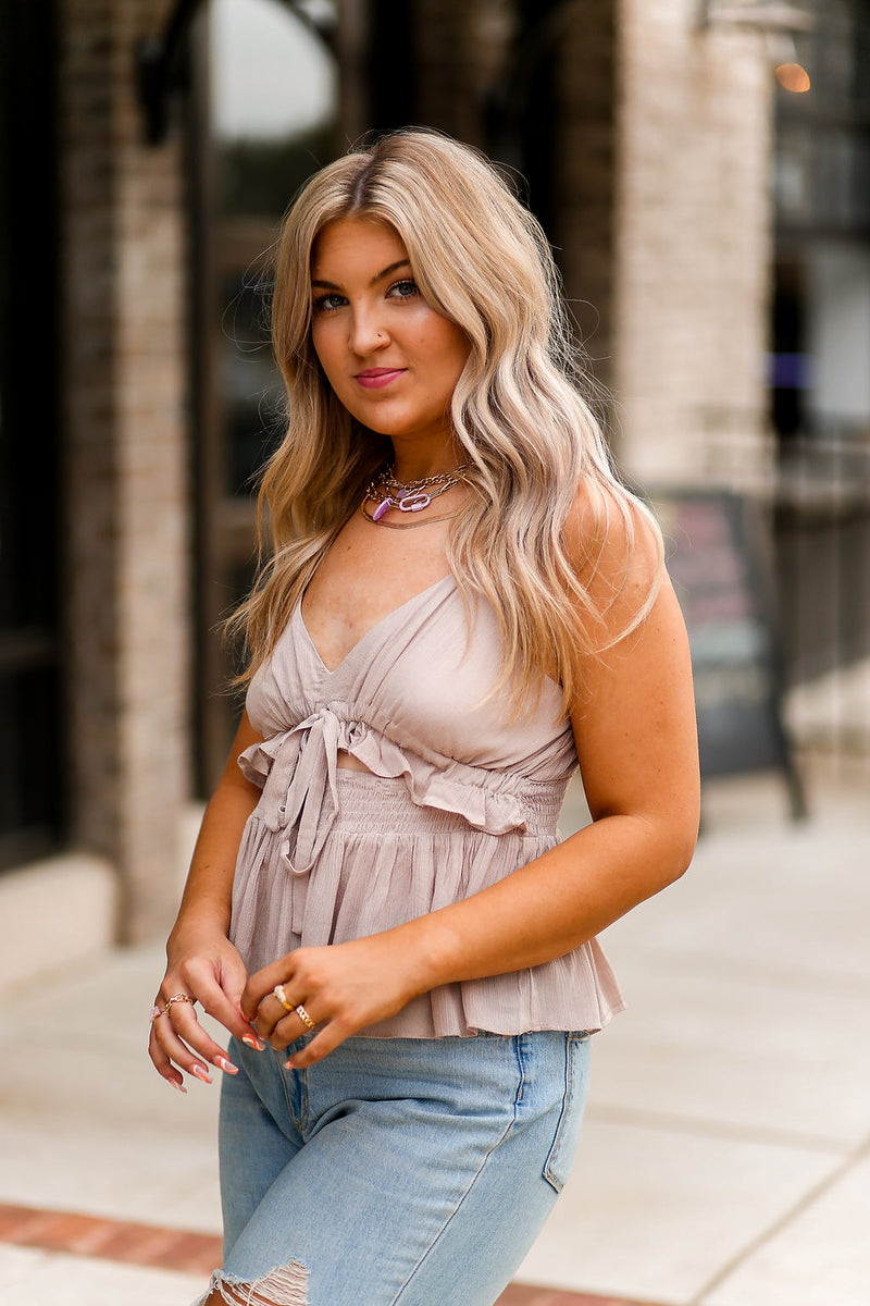 Cutout Front Tie Tank Top - Shop Kendry Collection Boutique