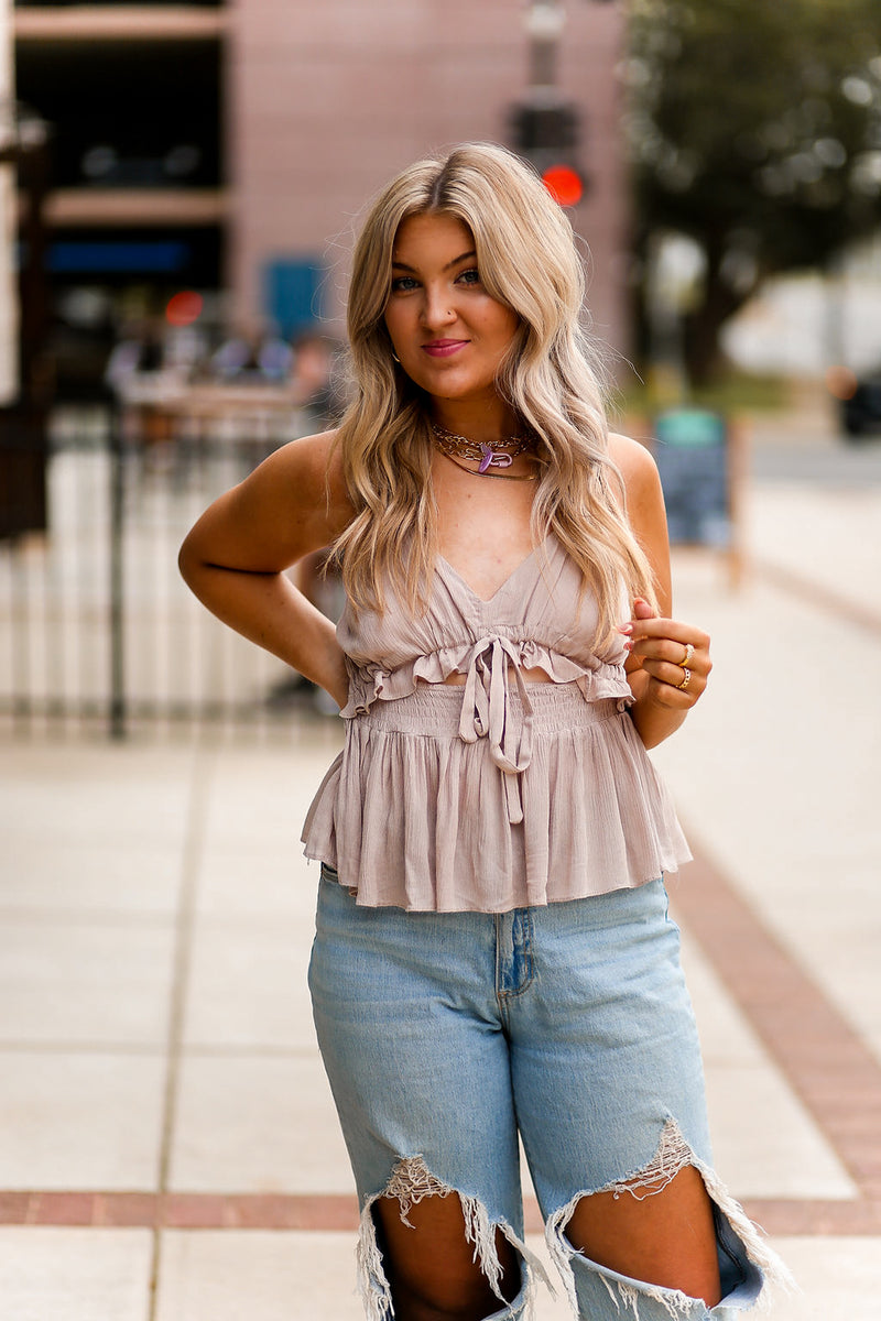 Cutout Front Tie Tank Top - Shop Kendry Collection Boutique