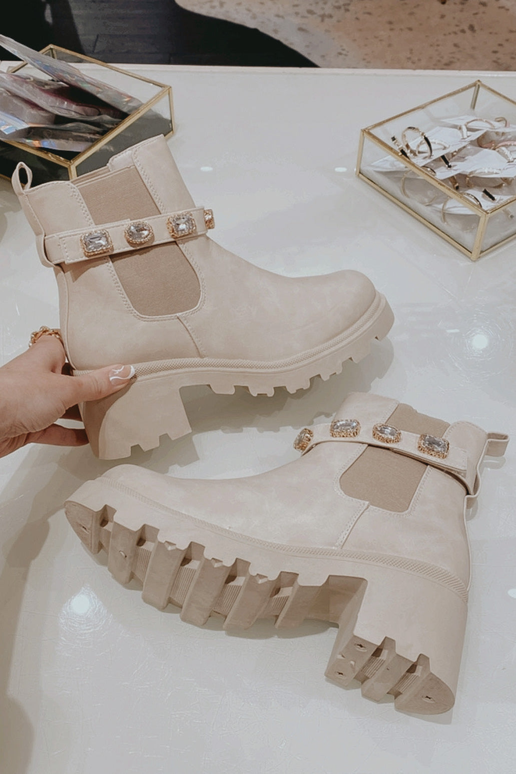 Follow Me Nude Amulet Booties