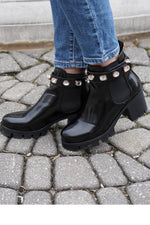 Black Rhinestone Amulet Ankle Booties - Kendry Collection Boutique