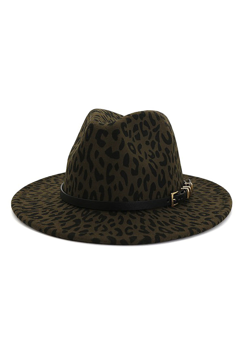 Olive Green Leopard Print Panama Hat - Shop Kendry Collection Boutique