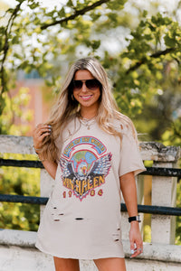 Distressed Tan Van Halen Graphic Band Tee - Shop Kendry Collection Boutique